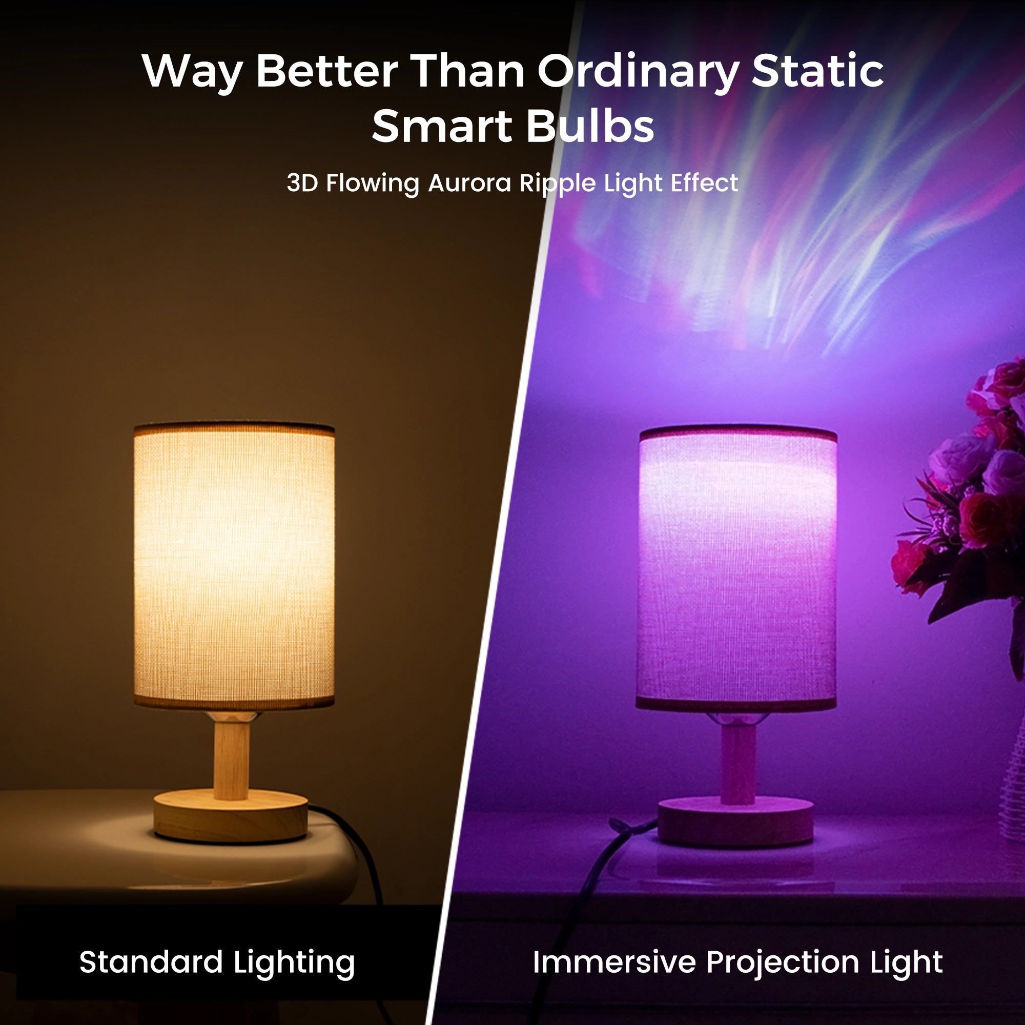 Twelvetooo Smart Projection Bulb - Aurora Light Show Bedroom Scene