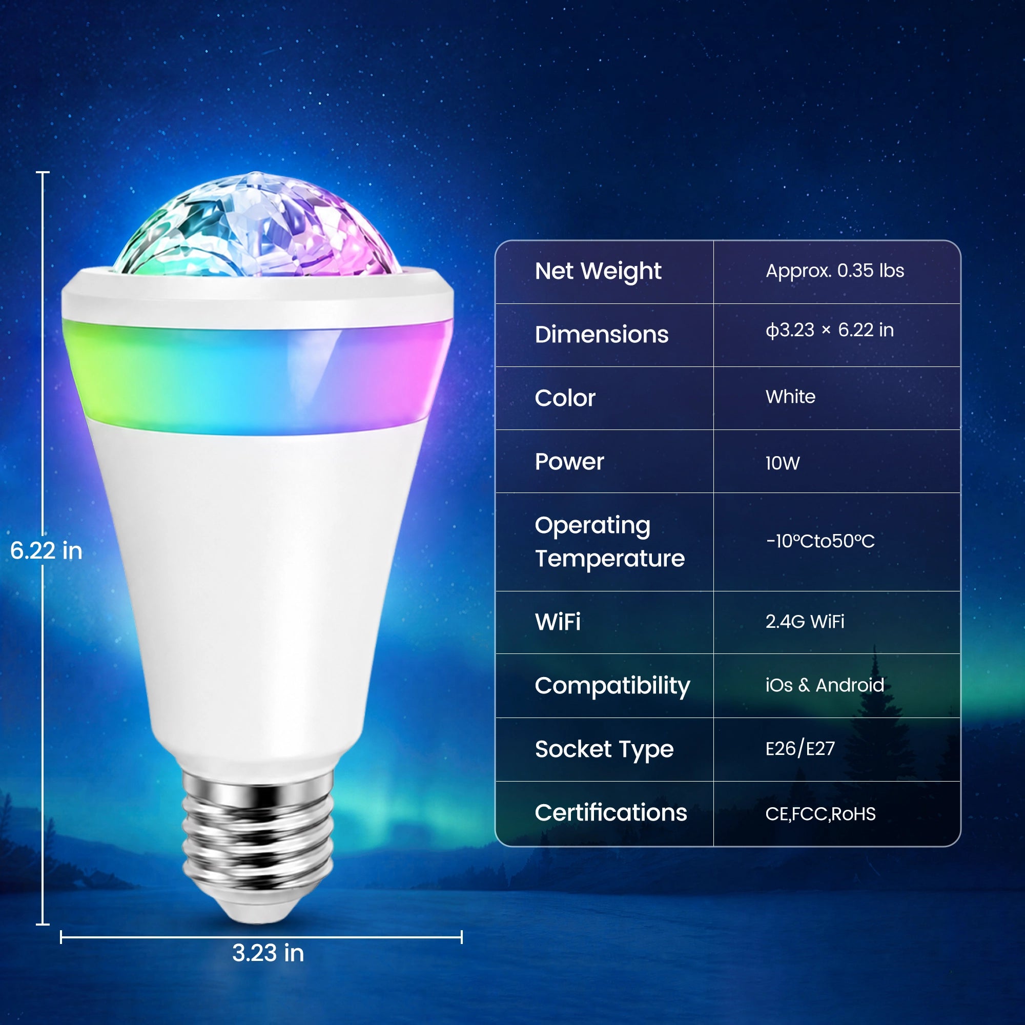 Twelvetooo Smart Projection Bulb - Warm Cool Light Dimming Mode